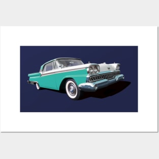 1959 Ford Galaxie in turquoise Posters and Art